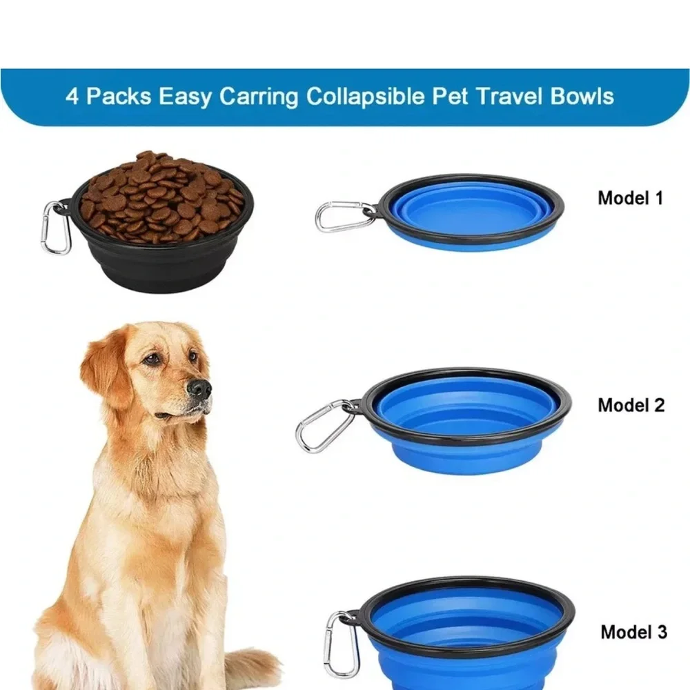 Portable Blue Dog Bowl with Clip(2pack)